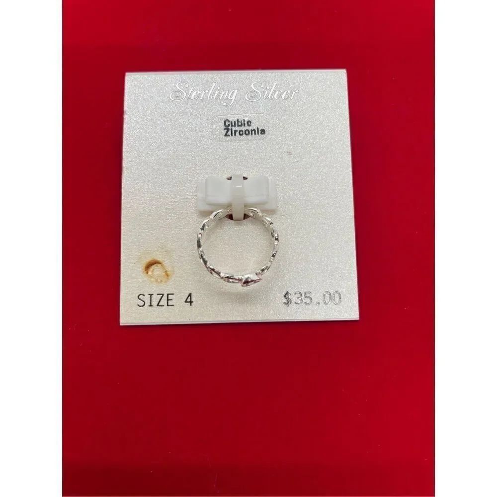 Sterling Silver Heart Ring with Purple Stone CZ Pinky Ring Gift Idea Cute